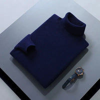 Turtleneck Men Pullover Cashmere Cotton Blend Knitted Sweater 2025 Autumn Winter  Daily Basic Warm Turtle Neck Jumper Pull Homme
