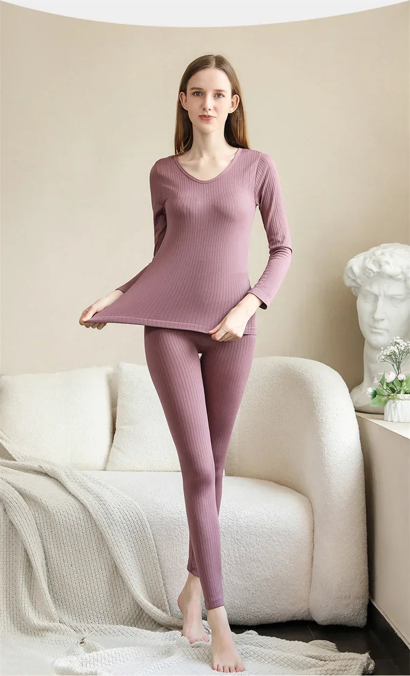 Warm Women's Thermal Underwear Sexy Ladies Intimates Long Johns Women Shaped Sets Female Middle Collar Thermal Shaping Clothes