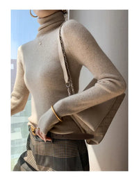 2025 Classic Turtleneck Solid Color Sweater Autumn New Korean Style Long Sleeved Slim Fit Sweater Fashion Knitted Primershirt