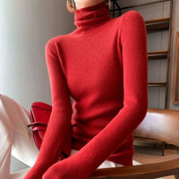 2025 Classic Turtleneck Solid Color Sweater Autumn New Korean Style Long Sleeved Slim Fit Sweater Fashion Knitted Primershirt