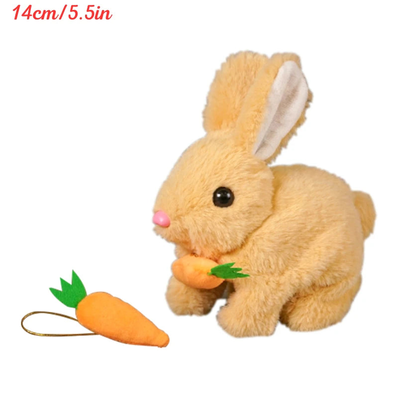 Cute Electric Rabbit Interactive Plush Toys Bunny With Carrot Walking Wiggle Ears Wag Tail Stuffed Peluche Doll Birthday Gifts