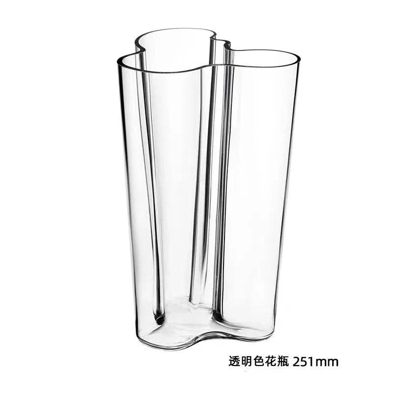 Green Glass Vase Modern Styel Transparent Flower Vase Floral Arrangement Accessories Terrarium Room Decoration Accessories