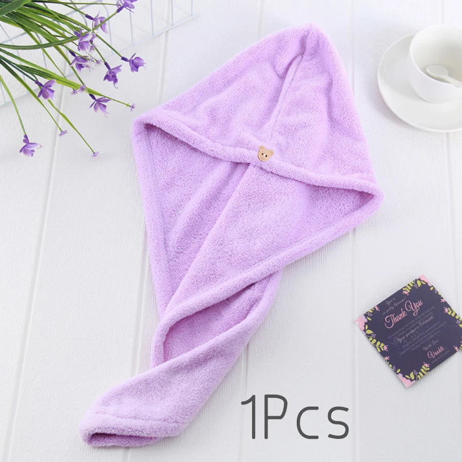 Dry Hair Cap Drying Hair Towel  Microfiber Hair Drying Wrap Strong Water Absorbent Triangle Shower Hat Wiping Hair Towel Tool