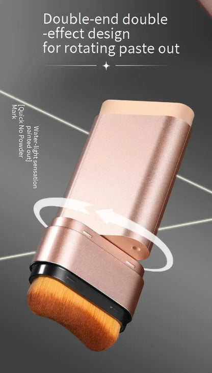 LIFE GIRLS Water Cream Foundation Stick 2-in-1 w/Brush｜Buildable Dewy Glow｜Korean Glass Skin Makeup｜Long Lasting & Travel Friend