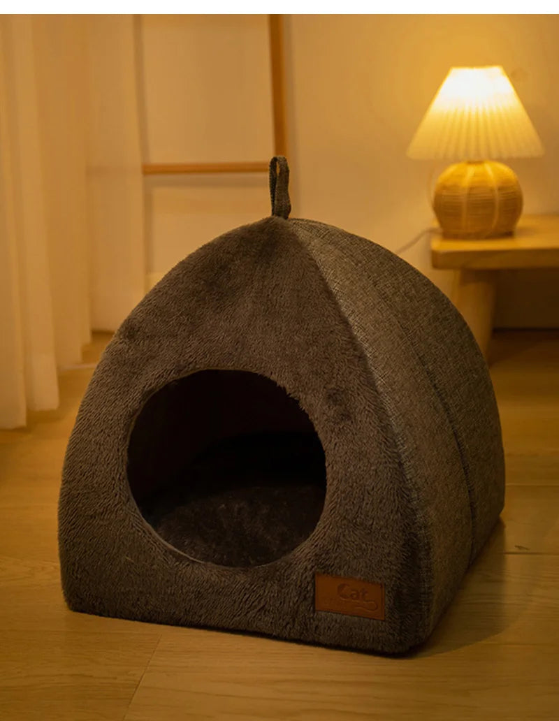 Winter Warm Cat Bed Comfortable Foldable Cat's House Plush Pet Soft Bed Sofa for Small Medium Dogs Cats Puppy Sleep Cushion Nest