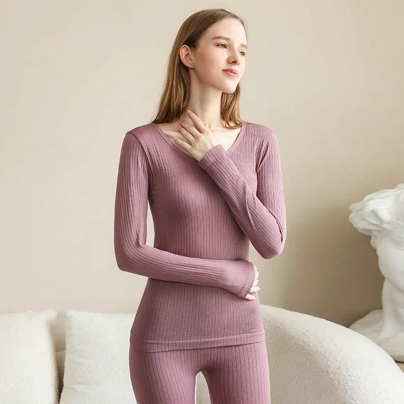 Warm Women's Thermal Underwear Sexy Ladies Intimates Long Johns Women Shaped Sets Female Middle Collar Thermal Shaping Clothes