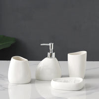 Complete Ceramic Bathroom Accessories Set with Soap Dispenser Tumbler Toothbrush Holder and Soap Dish Bathroom Organizer