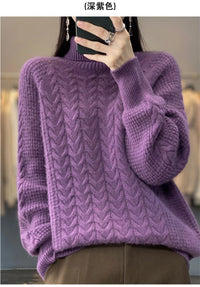 Fashion Cashmere Turtleneck Sweater Women 2024 New Autumn Winter Pullover Jumper Pull Femme Streetwear Casual Knitted Sweater