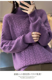 Fashion Cashmere Turtleneck Sweater Women 2024 New Autumn Winter Pullover Jumper Pull Femme Streetwear Casual Knitted Sweater