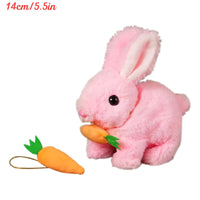 Cute Electric Rabbit Interactive Plush Toys Bunny With Carrot Walking Wiggle Ears Wag Tail Stuffed Peluche Doll Birthday Gifts