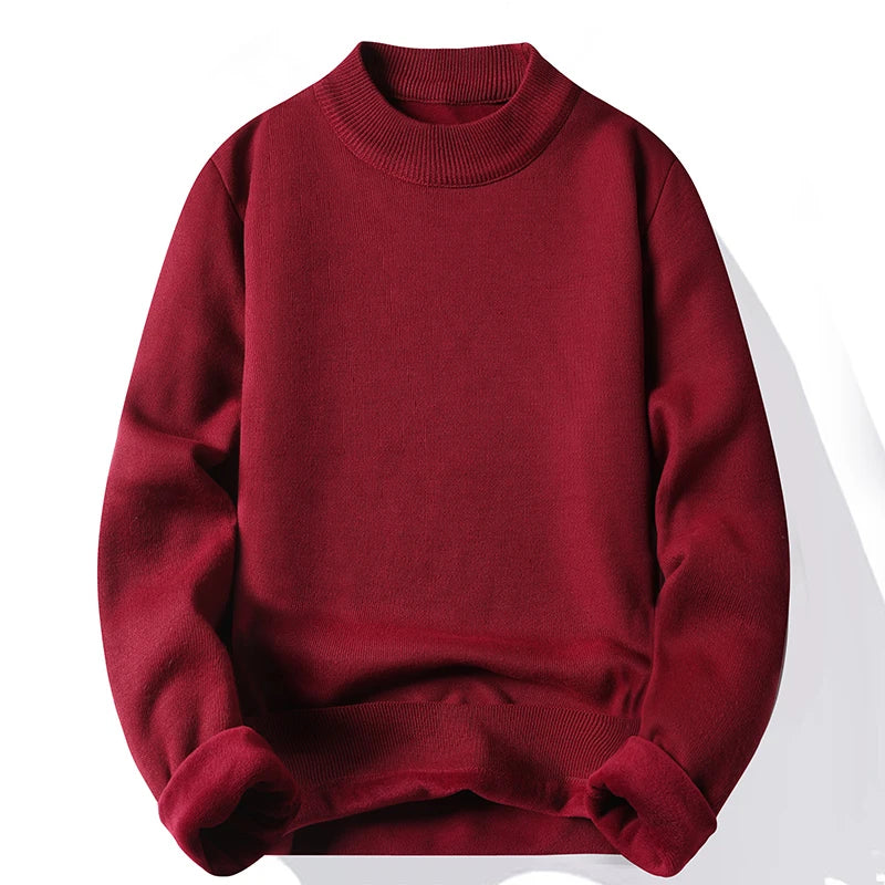 Half Turtleneck Knitwear Sweater New Autumn/Winter Mock Neck Sweatshirts Solid Color Pullovers Man Brand Casual Mens Clothing