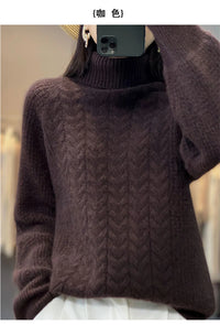 Fashion Cashmere Turtleneck Sweater Women 2024 New Autumn Winter Pullover Jumper Pull Femme Streetwear Casual Knitted Sweater