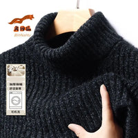New Casual Men's Turtleneck Sweater in Winter Knitted Trendy High-end Thickened Slim Base Warm