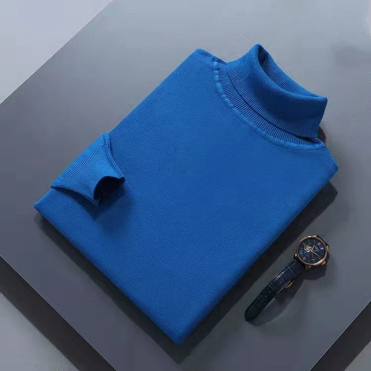 Turtleneck Men Pullover Cashmere Cotton Blend Knitted Sweater 2025 Autumn Winter  Daily Basic Warm Turtle Neck Jumper Pull Homme