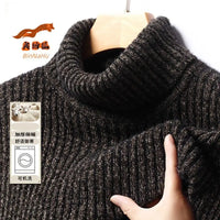 New Casual Men's Turtleneck Sweater in Winter Knitted Trendy High-end Thickened Slim Base Warm
