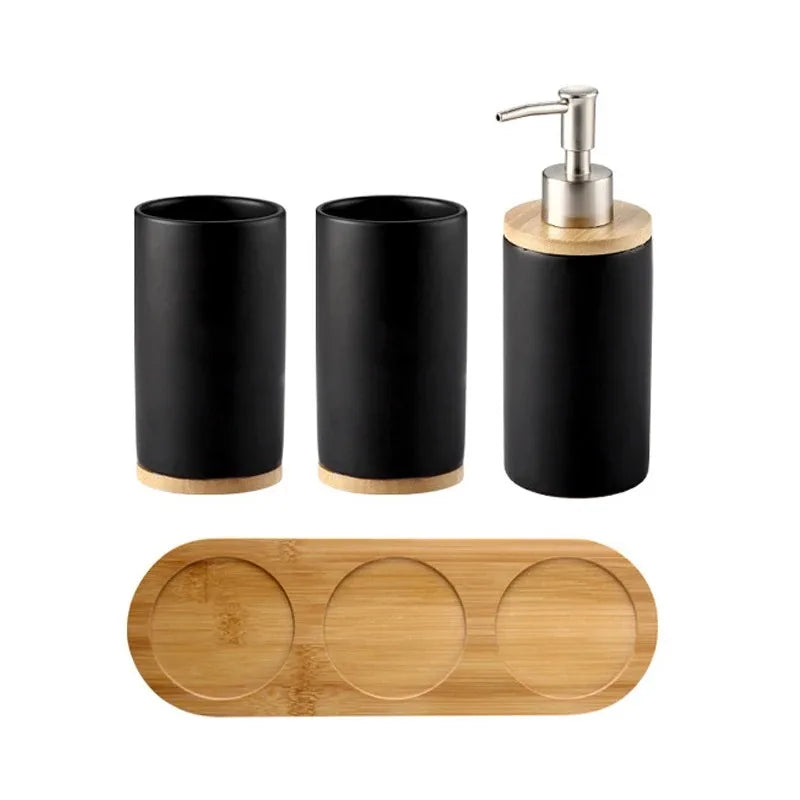 Ceramic Bathroom Accessories Set Fashion Soap Dispenser Toothbrush Holder Tumbler Ceramic Household Bathroom Product
