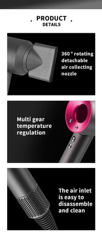 5 in 1 Professional Hair Dryer, with Hot and Cold Air Functionality - Lightweight and Thermostatic Styling Tool for Smooth Hair
