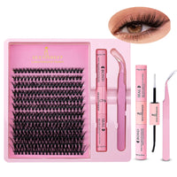 Makeup Brushes and Sponges Set, Pink Makeup Puff,  Headband, Wristband Remover ,  8-16mm DIY Eyelash Extension Kit makeup tool