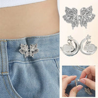 Jeans Button Adjustable Clips for Pant Skirts Waist Tightener Buckle Snap Button Adjuster Butterfly Pin Button Clothing Supplies