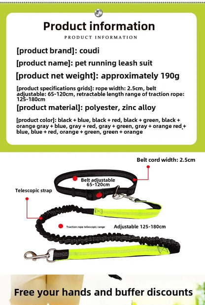 Hand Free Dog Leash for Pet Walking  Dog Accessories Running Jogging Adjustable Dog leash Waist Belt Chest Strap Traction Rope