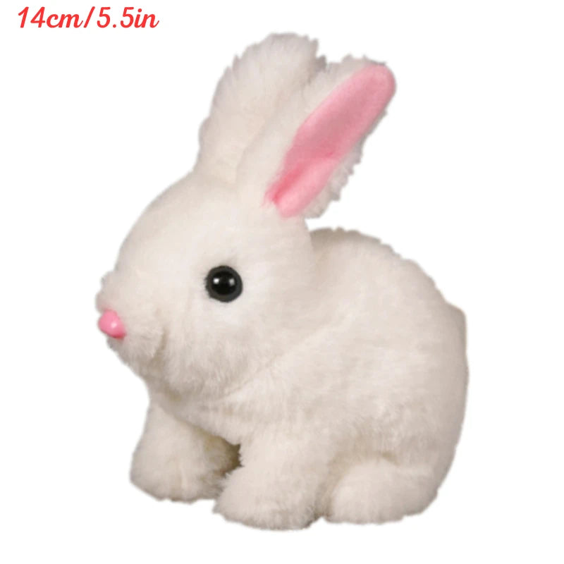 Cute Electric Rabbit Interactive Plush Toys Bunny With Carrot Walking Wiggle Ears Wag Tail Stuffed Peluche Doll Birthday Gifts