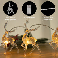 1.5/3m 3D Christmas Festive Reindeer Shaped Battery Operated String Lights Indoor Decorative LED Lights for Christmas Tree Decor