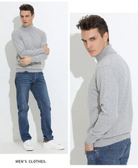 Turtleneck Men Pullover Cashmere Cotton Blend Knitted Sweater 2025 Autumn Winter  Daily Basic Warm Turtle Neck Jumper Pull Homme