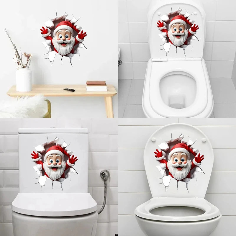 Christmas Toilet Sticker Merry Christmas Decoration for Home 2025 Pendant Xmas Sticker Ornament Navidad Natal New Year Gift 2026