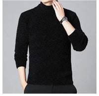 New Casual Men's Turtleneck Sweater in Winter Knitted Trendy High-end Thickened Slim Base Warm