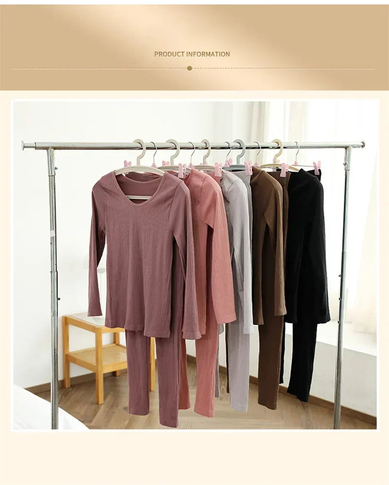 Warm Women's Thermal Underwear Sexy Ladies Intimates Long Johns Women Shaped Sets Female Middle Collar Thermal Shaping Clothes