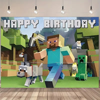 Game Theme Birthday Backdrop Pixel Background for Photography Boys Gaming Birthday Party Decorations Banner Baby Shower Supplies