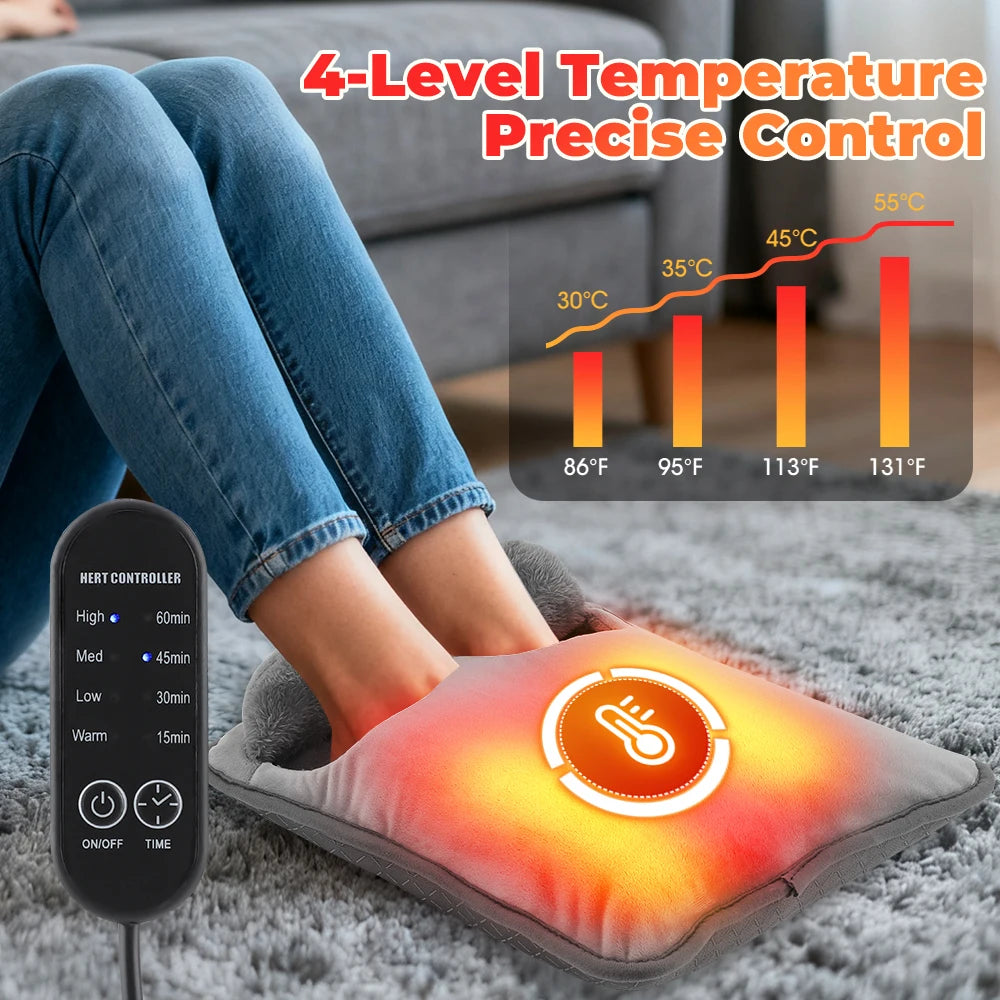 USB Winter Electric Foot Heating Pad Under Desk Household Foot Warmer Heater Soft Plush Foot Warming Thermostat Mat Warm Pad