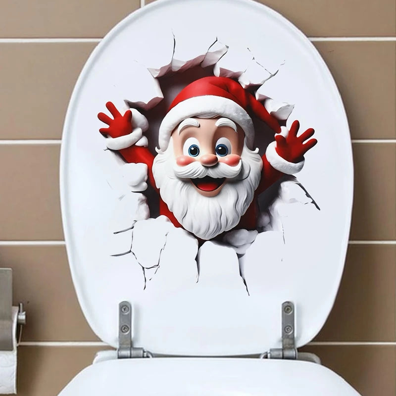 Christmas Toilet Sticker Merry Christmas Decoration for Home 2025 Pendant Xmas Sticker Ornament Navidad Natal New Year Gift 2026