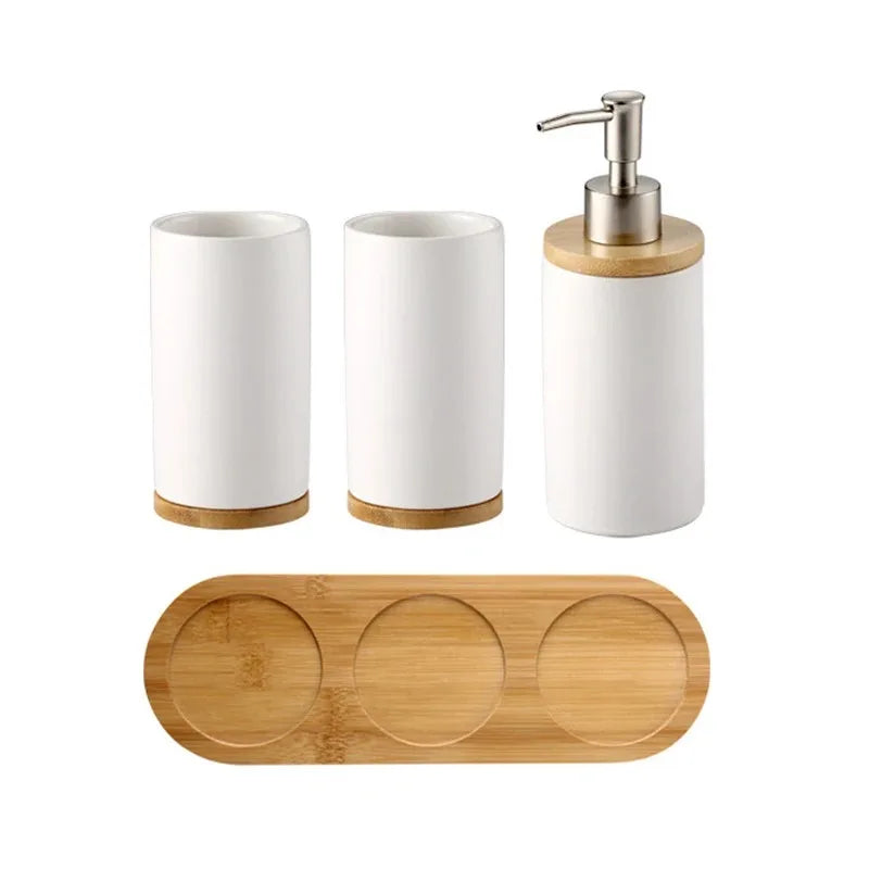 Ceramic Bathroom Accessories Set Fashion Soap Dispenser Toothbrush Holder Tumbler Ceramic Household Bathroom Product