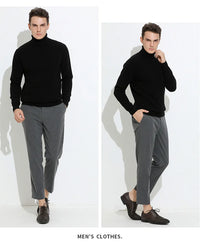 Turtleneck Men Pullover Cashmere Cotton Blend Knitted Sweater 2025 Autumn Winter  Daily Basic Warm Turtle Neck Jumper Pull Homme