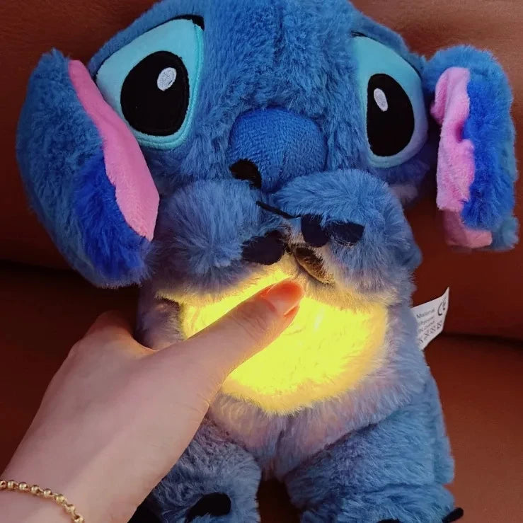 Kawaii Stitch Plush Doll For Baby, Sleeping Companion, Musical Sound Soothing With Air Bag And Light, Breathing Toys Gifts
