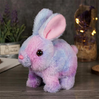 Cute Electric Rabbit Interactive Plush Toys Bunny With Carrot Walking Wiggle Ears Wag Tail Stuffed Peluche Doll Birthday Gifts