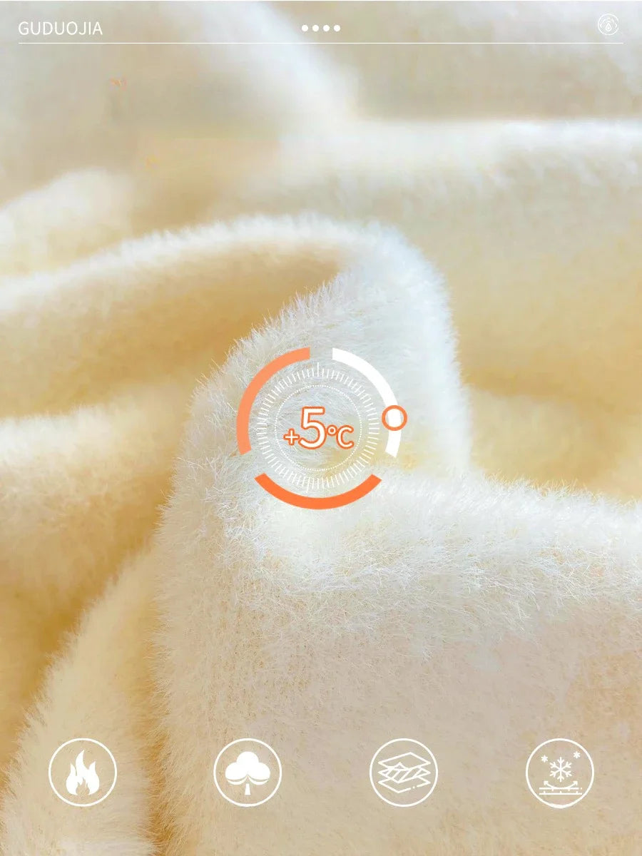 Women's Turtleneck Sweater Winter 2025 Retro Red with Velvet Lining Thickened Inner Wear Thermal Knitting Bottoming Shirt