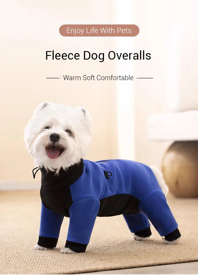 Winter Fleece Overalls for Small Dogs Closed Stomach Warm Dog Clothes Soft Pet Coat Jumpsuit for Male Female Dogs Cuttable Belly