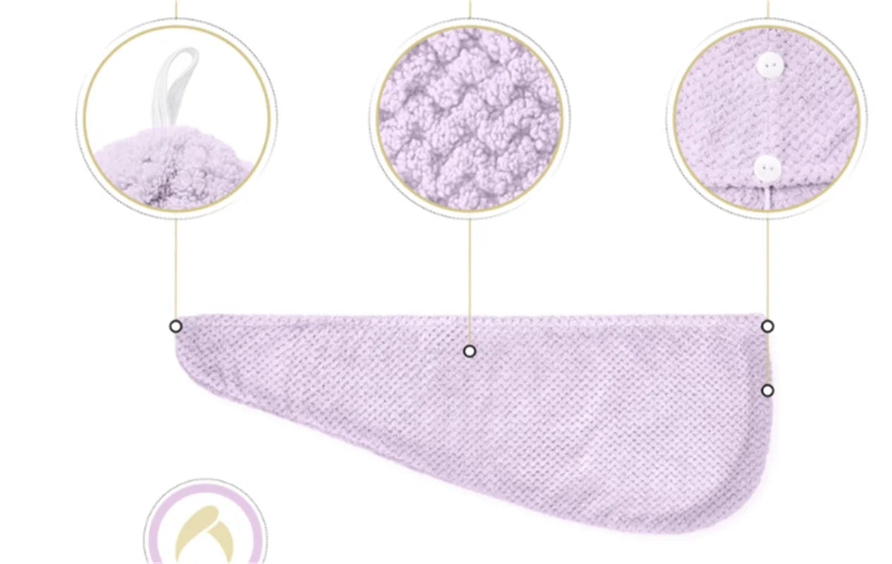 Dry Hair Cap Drying Hair Towel  Microfiber Hair Drying Wrap Strong Water Absorbent Triangle Shower Hat Wiping Hair Towel Tool