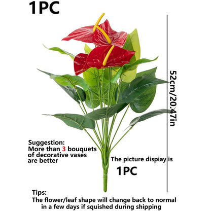 Artificial Plants 18 Head Anthurium Home Room Outdoor Garden Landscape Layout Festival Wedding Decora Potted Plant Photography