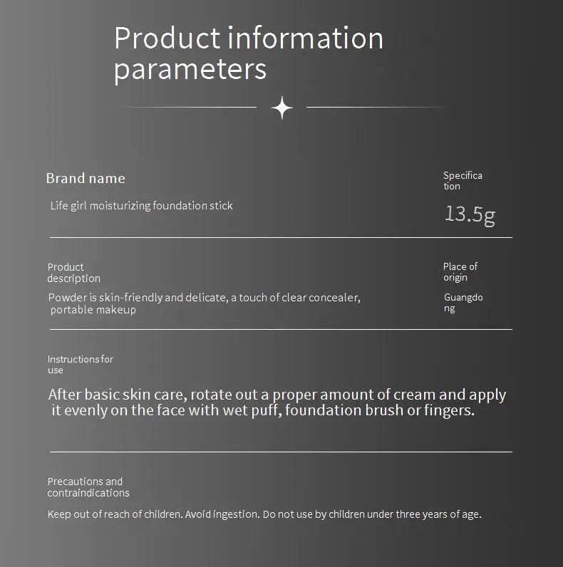 LIFE GIRLS Water Cream Foundation Stick 2-in-1 w/Brush｜Buildable Dewy Glow｜Korean Glass Skin Makeup｜Long Lasting & Travel Friend