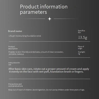 LIFE GIRLS Water Cream Foundation Stick 2-in-1 w/Brush｜Buildable Dewy Glow｜Korean Glass Skin Makeup｜Long Lasting & Travel Friend