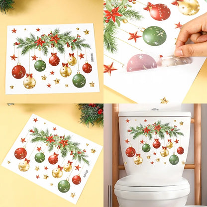 Christmas Toilet Sticker Merry Christmas Decoration for Home 2025 Pendant Xmas Sticker Ornament Navidad Natal New Year Gift 2026