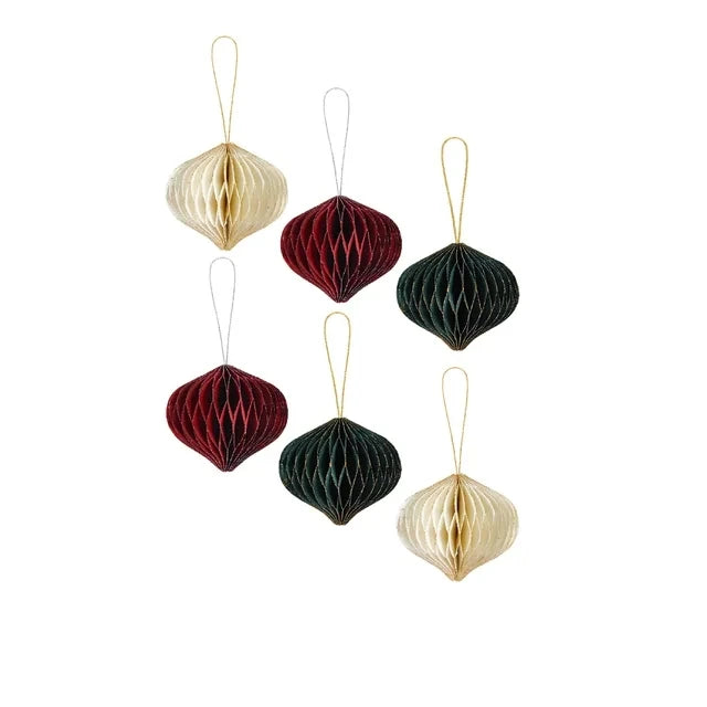 6Pcs Honeycomb Paper Ball Decorations – Mini Hanging Ornaments for Weddings, Parties, Home & Christmas Tree Decor