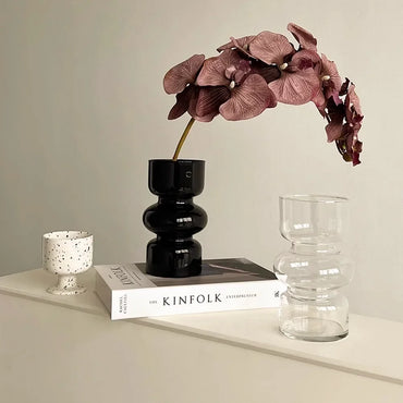 Black Glass Vase Medieval Decoration Living Room Dining Room Flower Arrangement Home Decoration Accessories