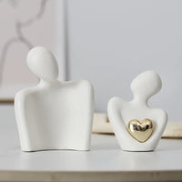 1 Pair Romantic Ceramic Love Embrace Figurines, Earthenware Couple Set, Indoor Decor for Bedroom, Valentine'S Day Festival Gift