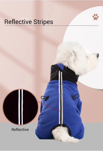 Winter Fleece Overalls for Small Dogs Closed Stomach Warm Dog Clothes Soft Pet Coat Jumpsuit for Male Female Dogs Cuttable Belly