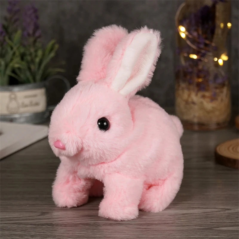 Cute Electric Rabbit Interactive Plush Toys Bunny With Carrot Walking Wiggle Ears Wag Tail Stuffed Peluche Doll Birthday Gifts