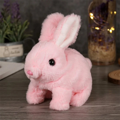 Cute Electric Rabbit Interactive Plush Toys Bunny With Carrot Walking Wiggle Ears Wag Tail Stuffed Peluche Doll Birthday Gifts